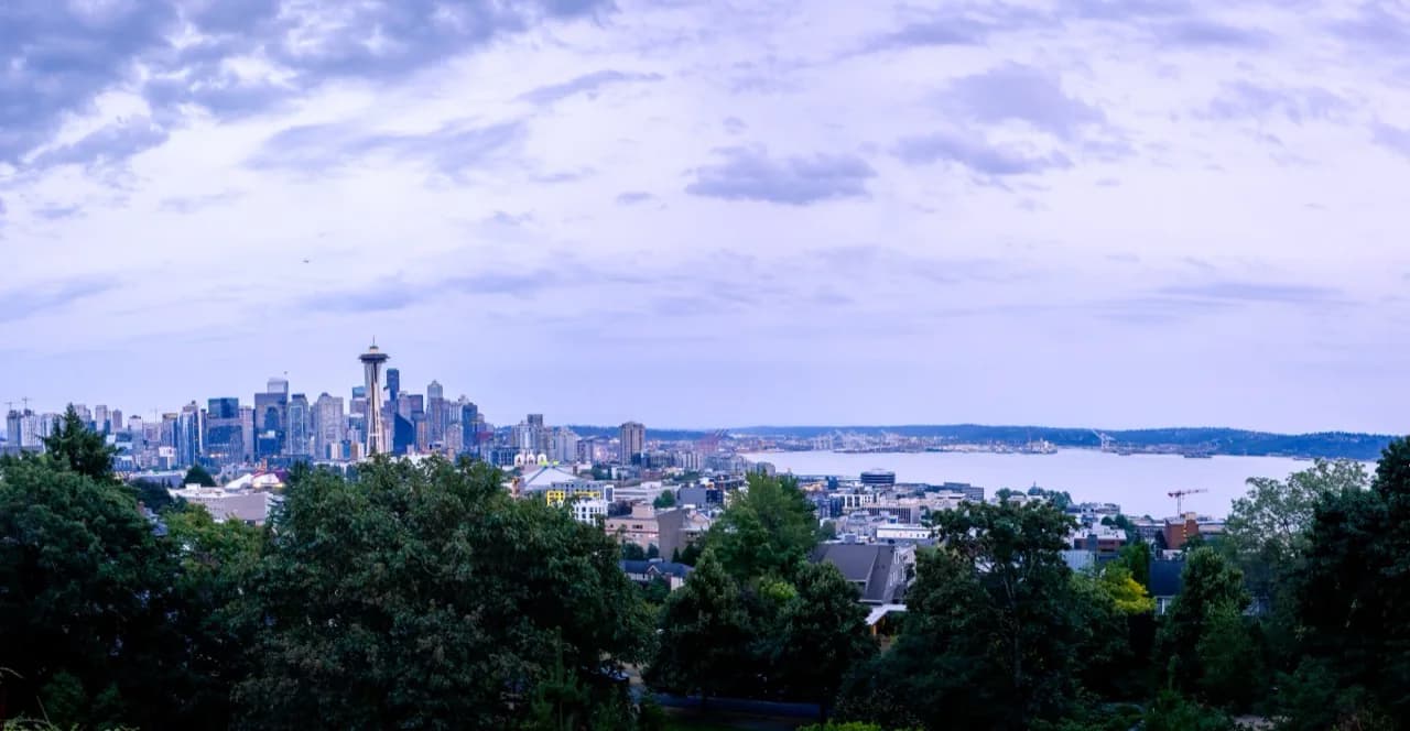 Seattle skyline and Elliott Bay viewed from Queen Anne.
